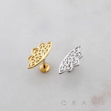 HOLLOW-OUT LOTUS FLOWER MANDALA THREADLESS (PUSH IN) 316L SURGICAL STEEL LABRET SET